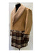 Mens Plaid Overcoat - Hounstooth Checker Pattern Topcoat - Khaki ~ Brown