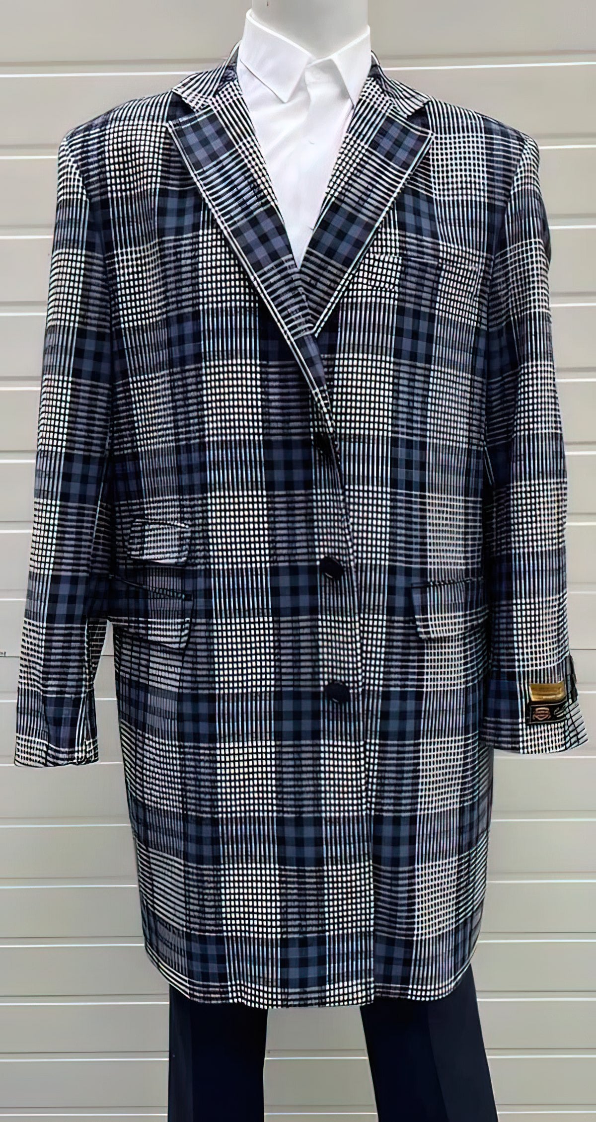 Mens Plaid Overcoat - Plaid Wool Topcoats - Gray Carcoat By Alberto Nardoni