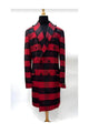 Mens Plaid Overcoat - Wool Peacoat - Plaid Topcoats Red ~ Black