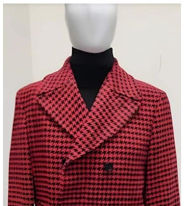 Mens Plaid Overcoat - Wool Peacoat - Plaid  Red Topcoats