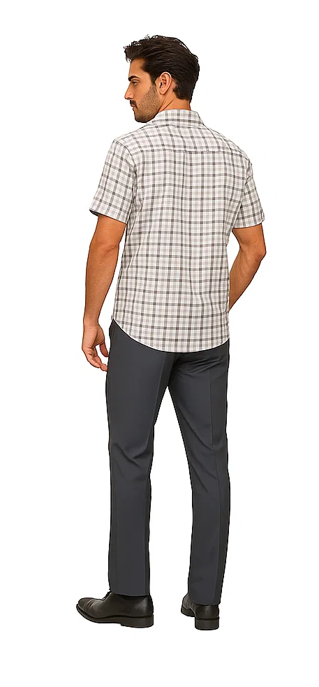Mens Plaid Walking Suit in grey by Dreams by Zacchi â€“ 2 Piece Leisure Outfit with Matching Shirt and Pants - $99