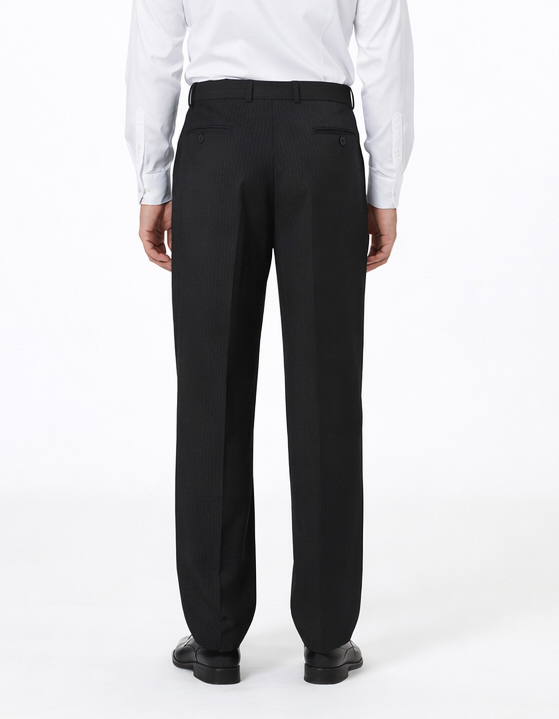 Mens Pleated Dress Pants Solid Black Wide Leg Slacks Pleated baggy dress trousers unhemmed unfinished bottom-New Designer Collection