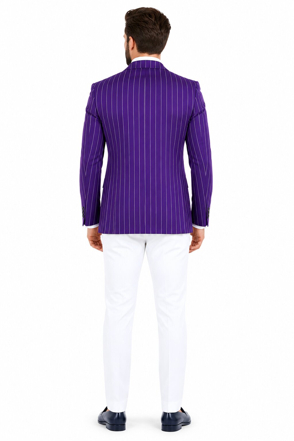 Purple Pinstripe Blazer With White Pants - Suit - Party Blazer - New Arrival