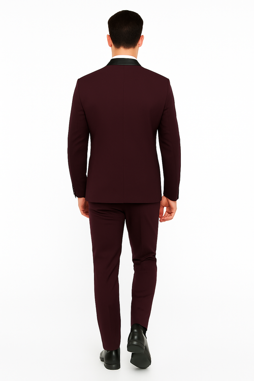 Men's Purple - Plum - Eggplant Jacket and Pants Two Button Shawl Lapel Tuxedo