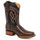 Men's Python Print Leather Square Toe Boots - Honey