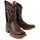 Men's Python Print Leather Square Toe Boots - Honey
