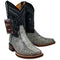 Men's Python Print Leather Square Toe Boots - Natural