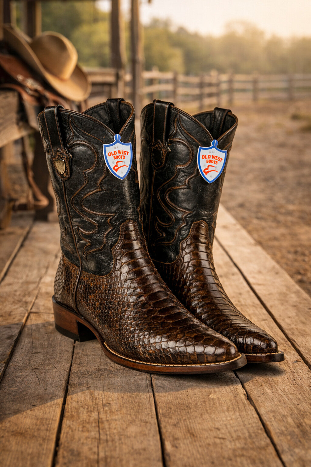 Men's Wild West Python Skin J Toe Boots 29957-New Designer Collection - 6