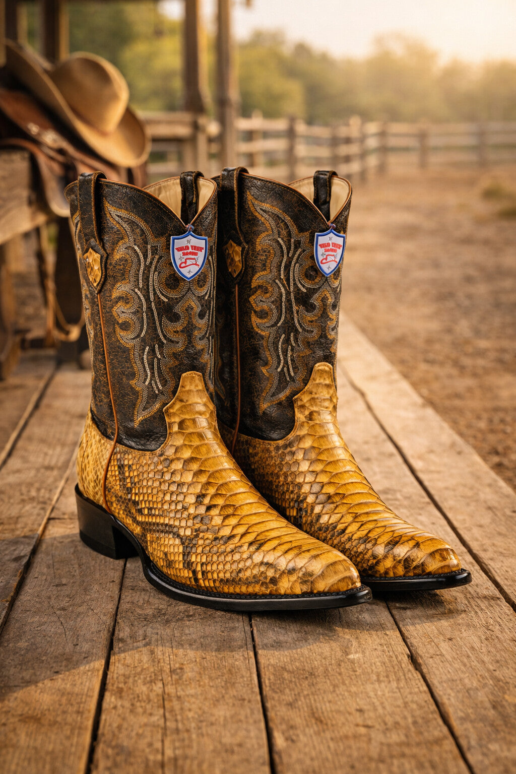 Men's Wild West Python Skin J Toe Boots 29957-New Designer Collection
