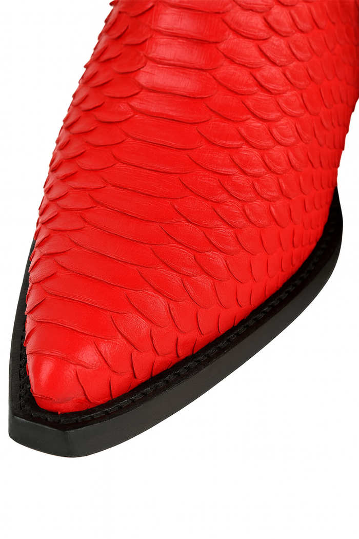Men's King Exotic Boots Genuine Python 3x Toe Red (495vf5712)