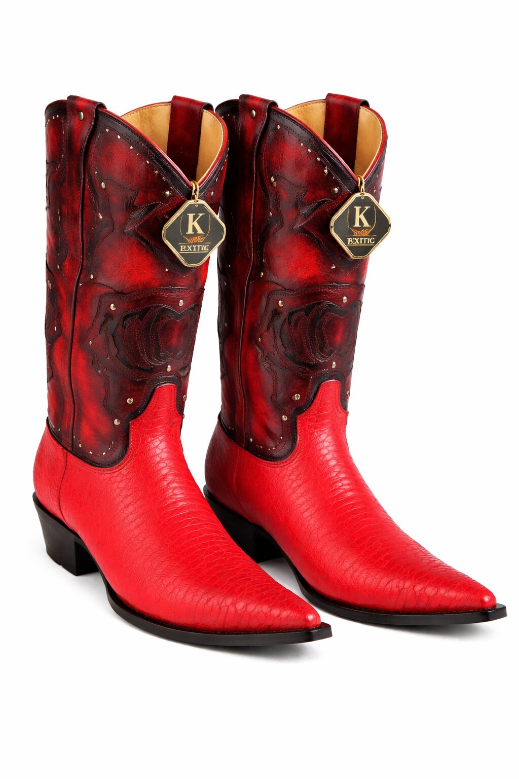 Men's King Exotic Boots Teju Lizard 3x Toe Red (495vf0712) - 6 E