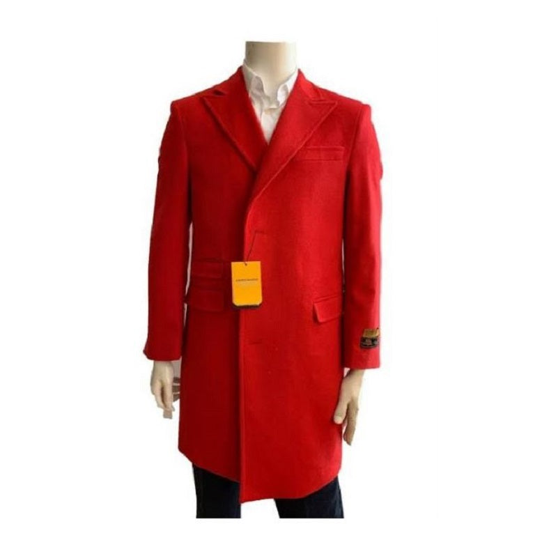 Mens Red Overcoat Trench coat - Wool Fabric Trench Coat For Men - Coat Size 38