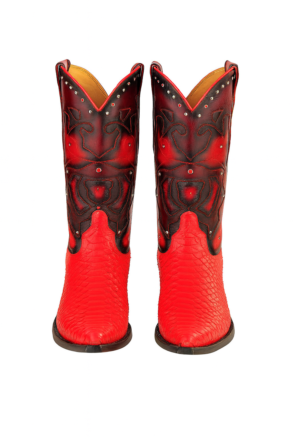 Men's King Exotic Boots Genuine Python 3x Toe Red (495vf5712) - 6 E