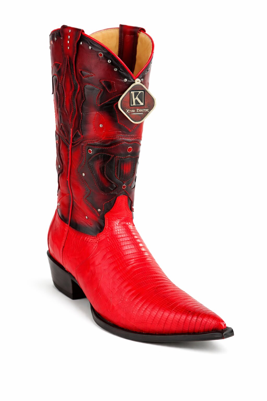 Men's King Exotic Boots Teju Lizard 3x Toe Red (495vf0712) - 6 E