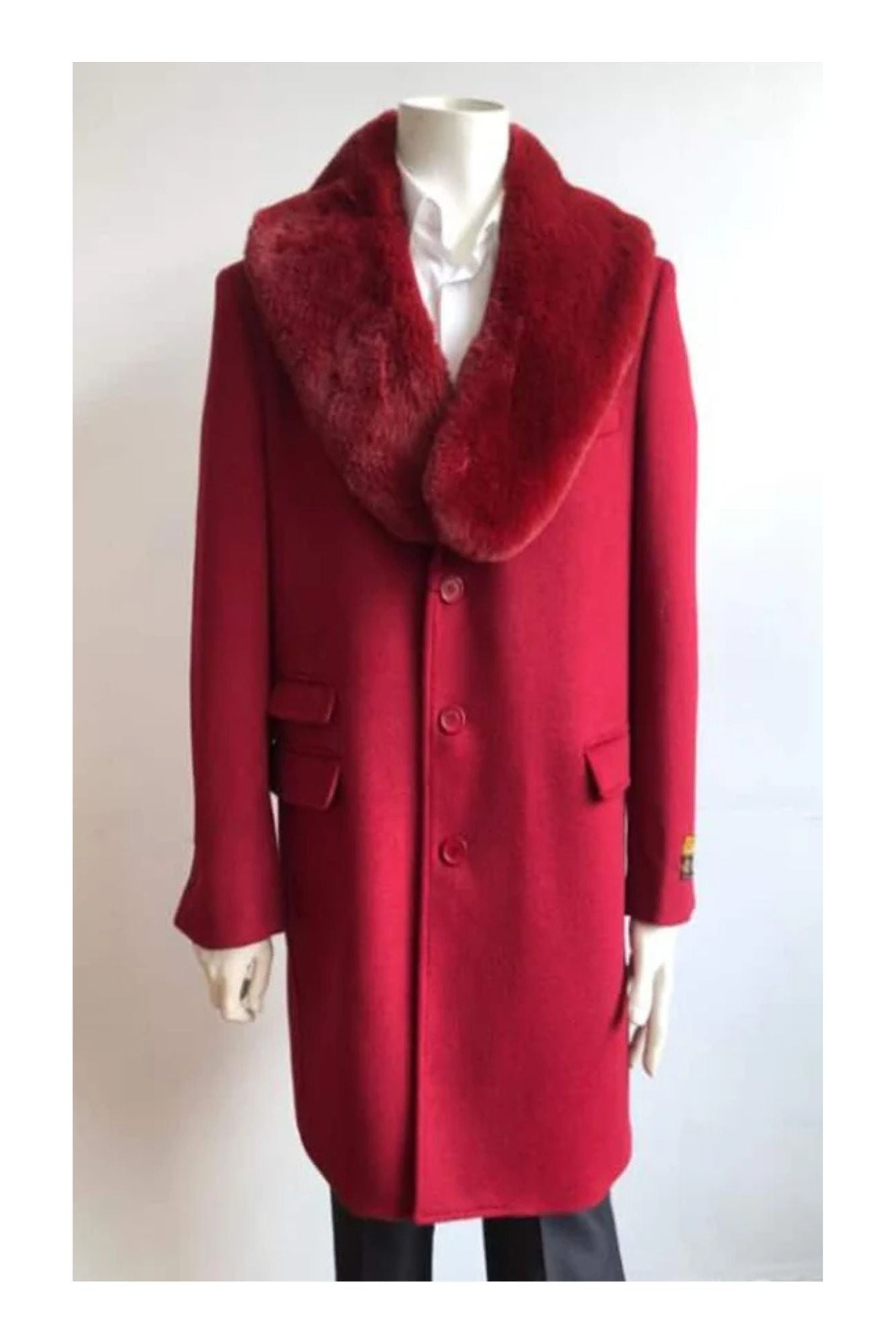 Men's Red Wool Carcoat - Car Coat Mid Length Three Quarter Length Coat Three Quarter - Coat Size 38