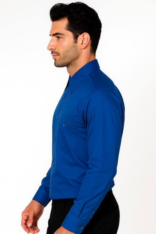 "Men's Regular Fit Dress Shirt - Basic Royal Blue Style" - New Arrival