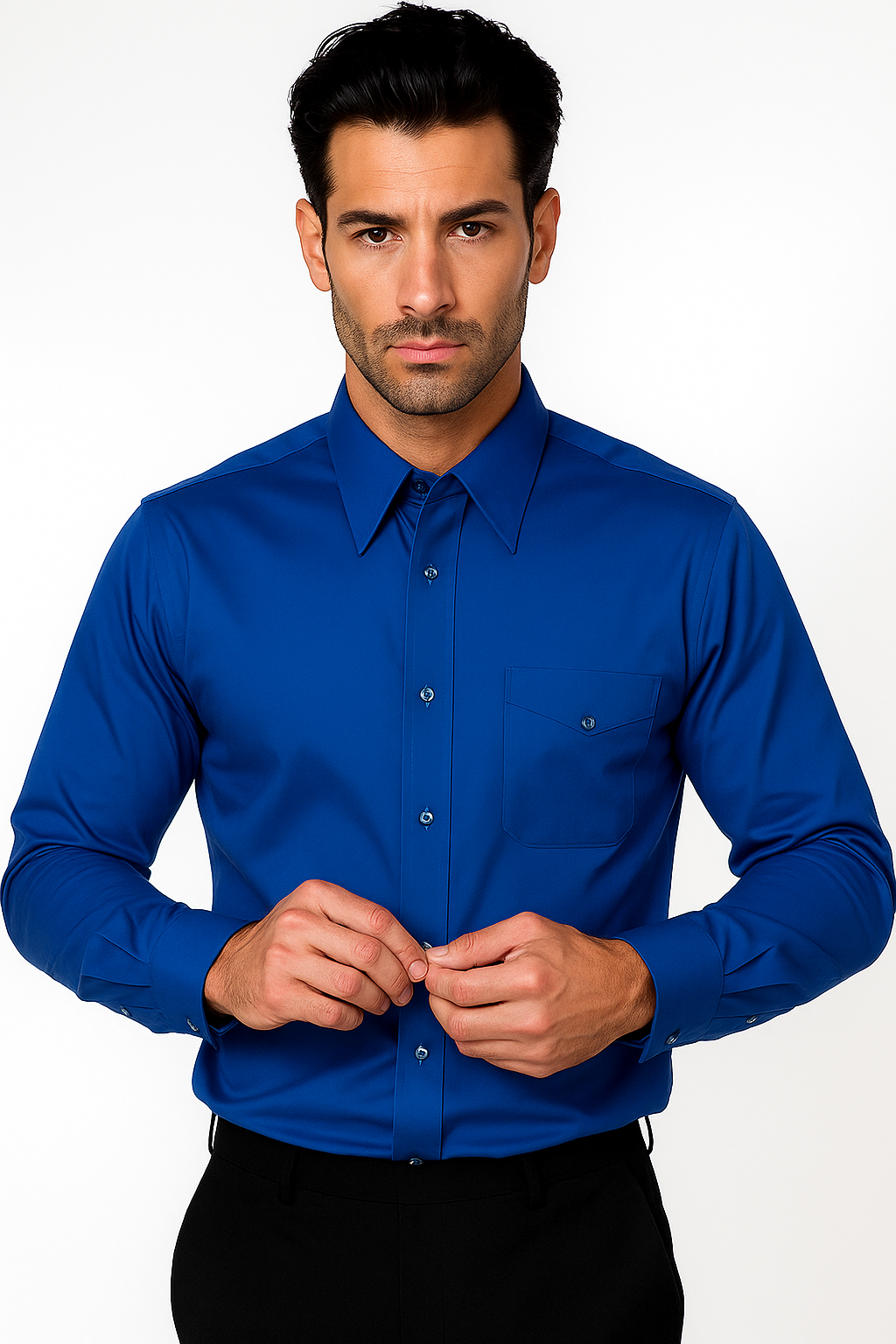 "Men's Regular Fit Dress Shirt - Basic Royal Blue Style" - New Arrival - 17Â½ 34/35