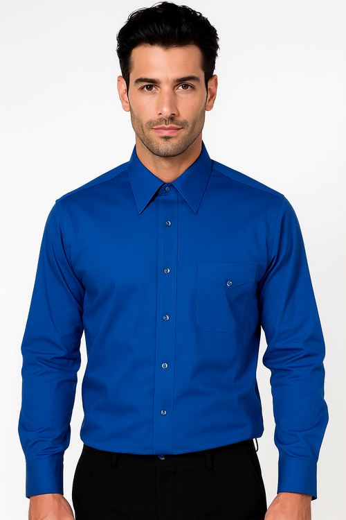 "Men's Regular Fit Dress Shirt - Basic Royal Blue Style" - New Arrival
