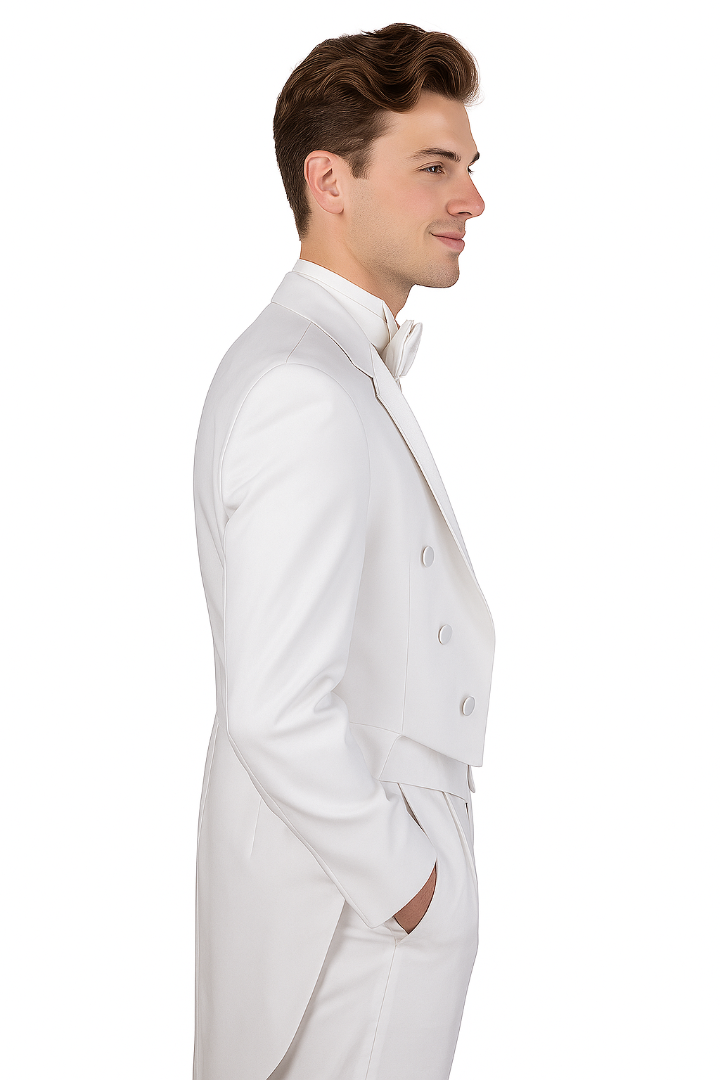 Men's Tuxedo Regular Fit Collection With Tails 3 Piece In White - White