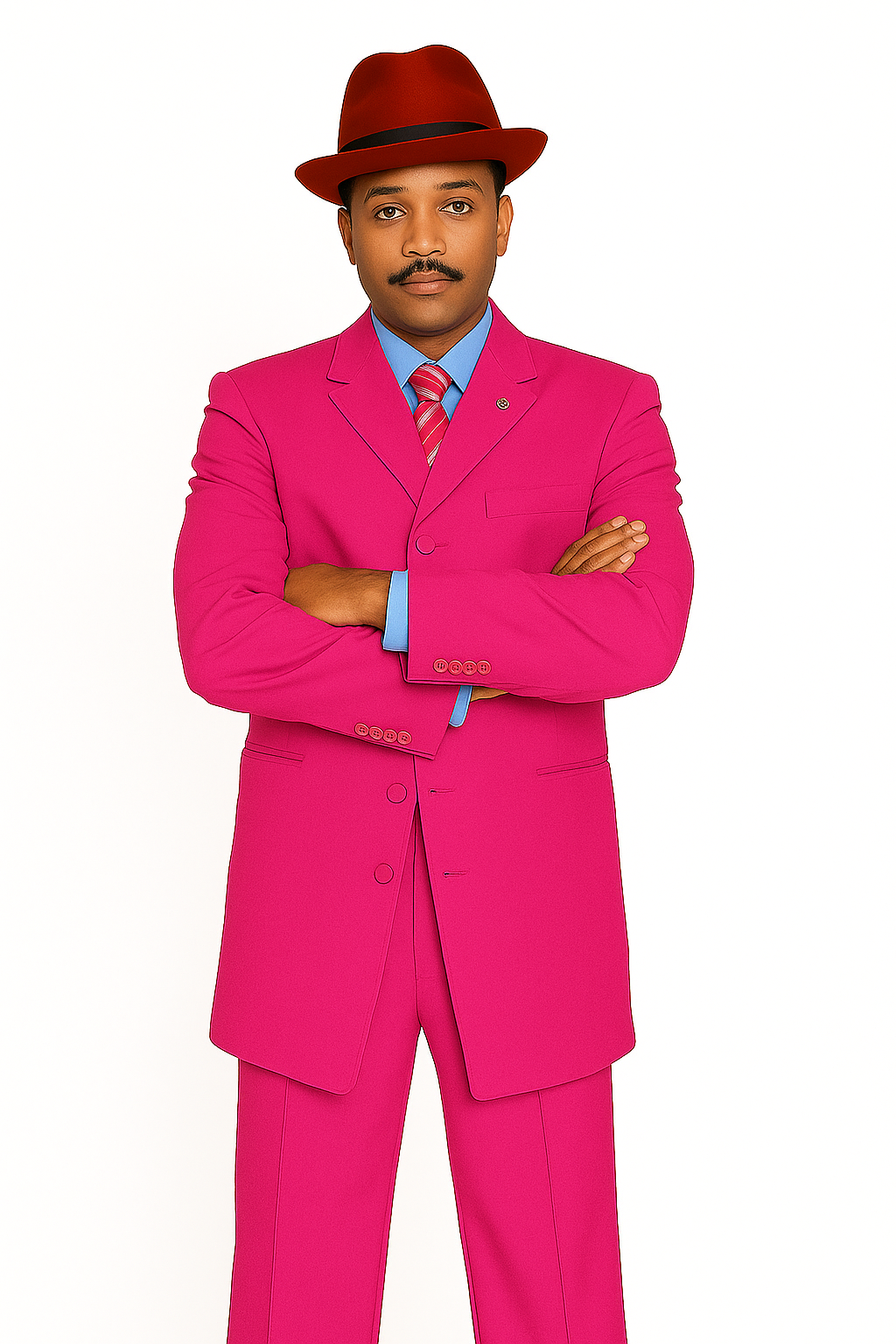 "Classic Men's Pink Zoot Suit - 2PC Long Fashion Ensemble" - 38 Long