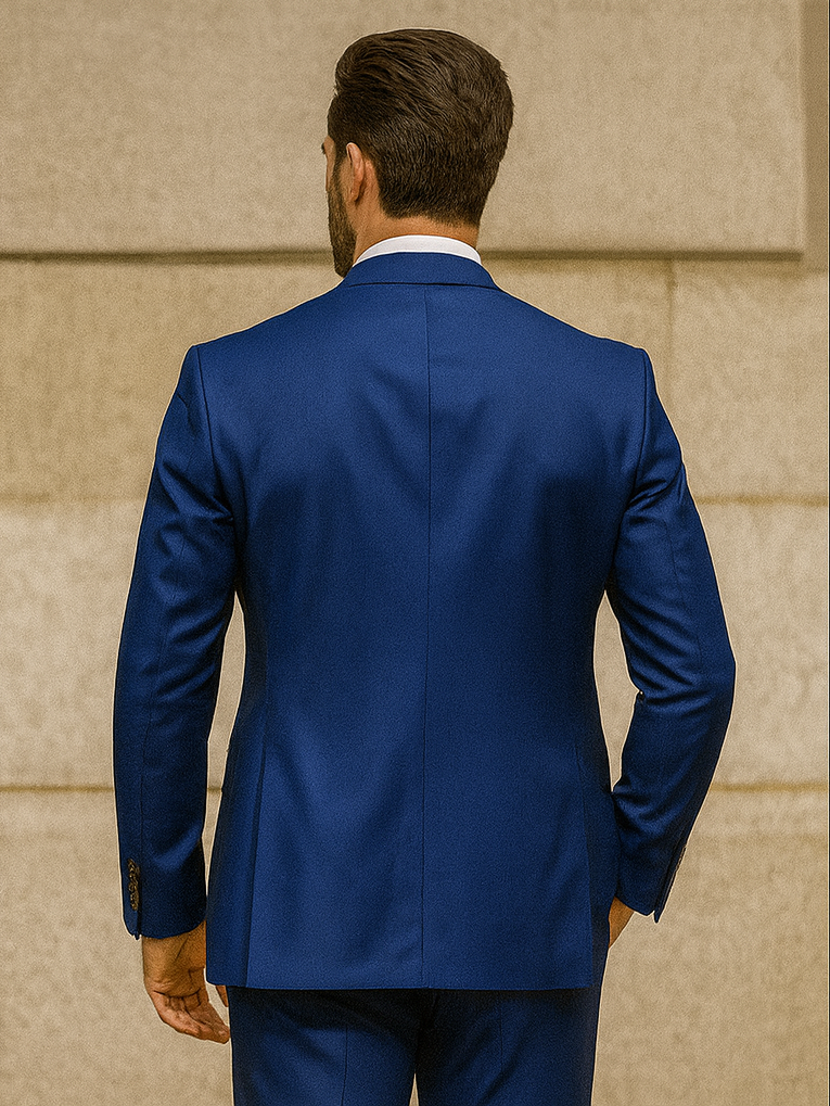 Sharp Royal Blue Slim Fit Suit for Men – Wedding & Business Attire - 58 Long or 58 Regular Jacket+52/54 Adjustable Pants (Fabric: poly/rayon blend)