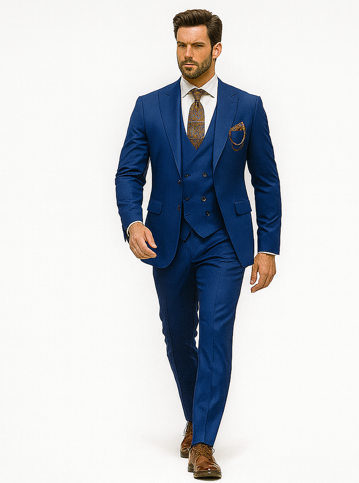 Sharp Royal Blue Slim Fit Suit for Men Wedding & Business Attire