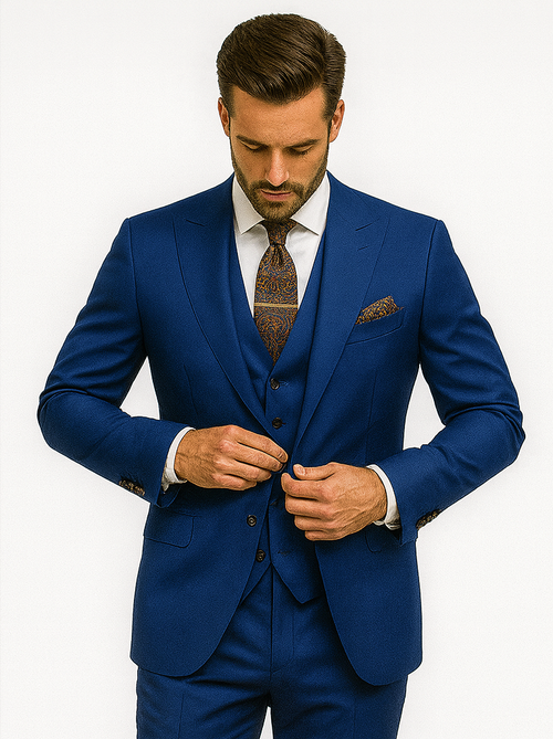 Sharp Royal Blue Slim Fit Suit for Men Wedding & Business Attire