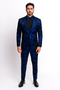Men’s Royal Blue and Black Floral Tuxedo Suit – Slim Fit 2 Piece Formal Outfit with Matching Bow Tie - New Arrival