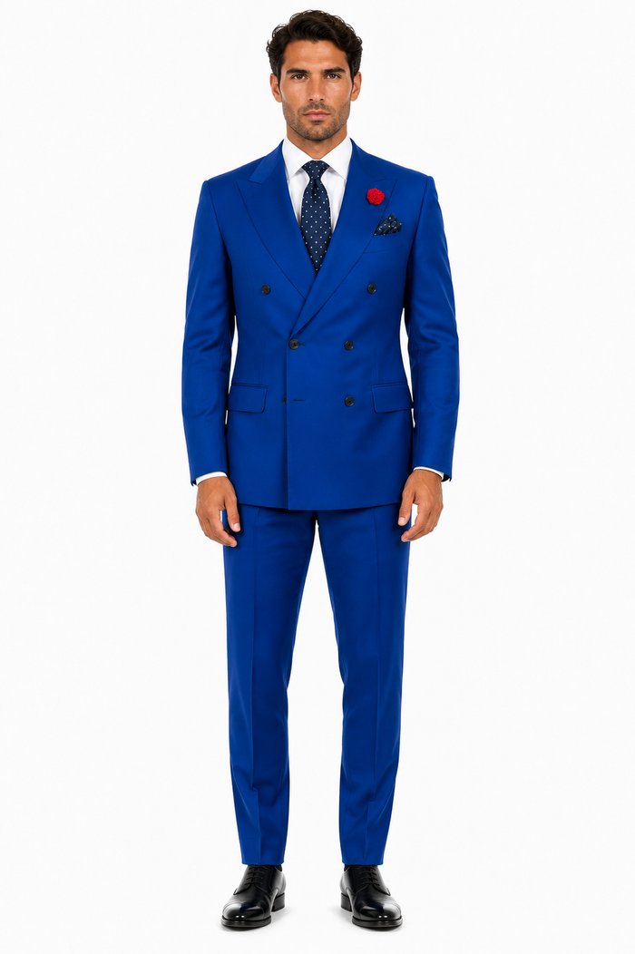 Men's Royal Blue Double Breasted Suits Dress Suits for Men Jacket & Pants