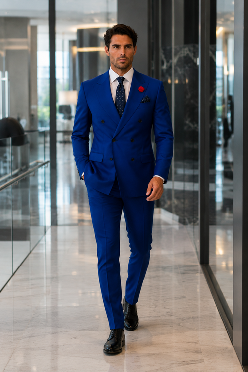 Men's Royal Blue Double Breasted Suits Dress Suits for Men Jacket & Pants