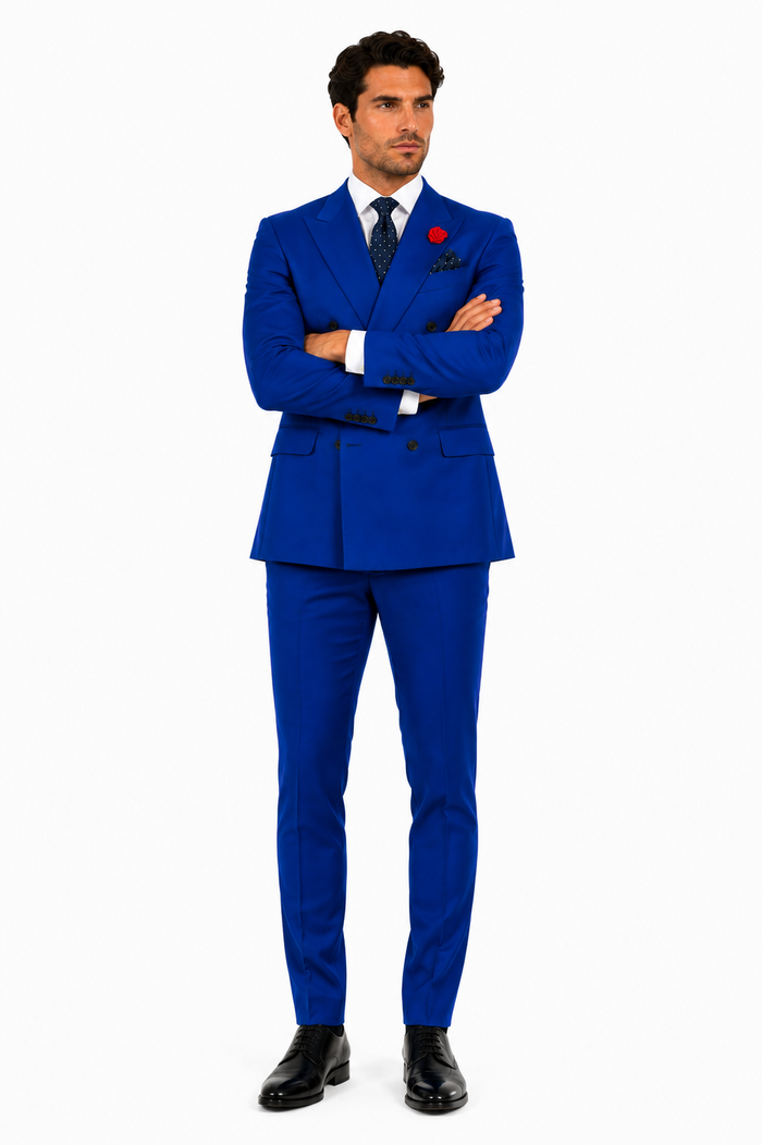 Men's Royal Blue Double Breasted Suits Dress Suits for Men Jacket & Pants