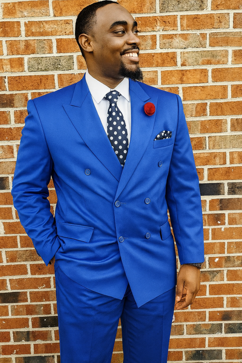 Men's Royal Blue Double Breasted Suits Dress Suits for Men Jacket & Pants