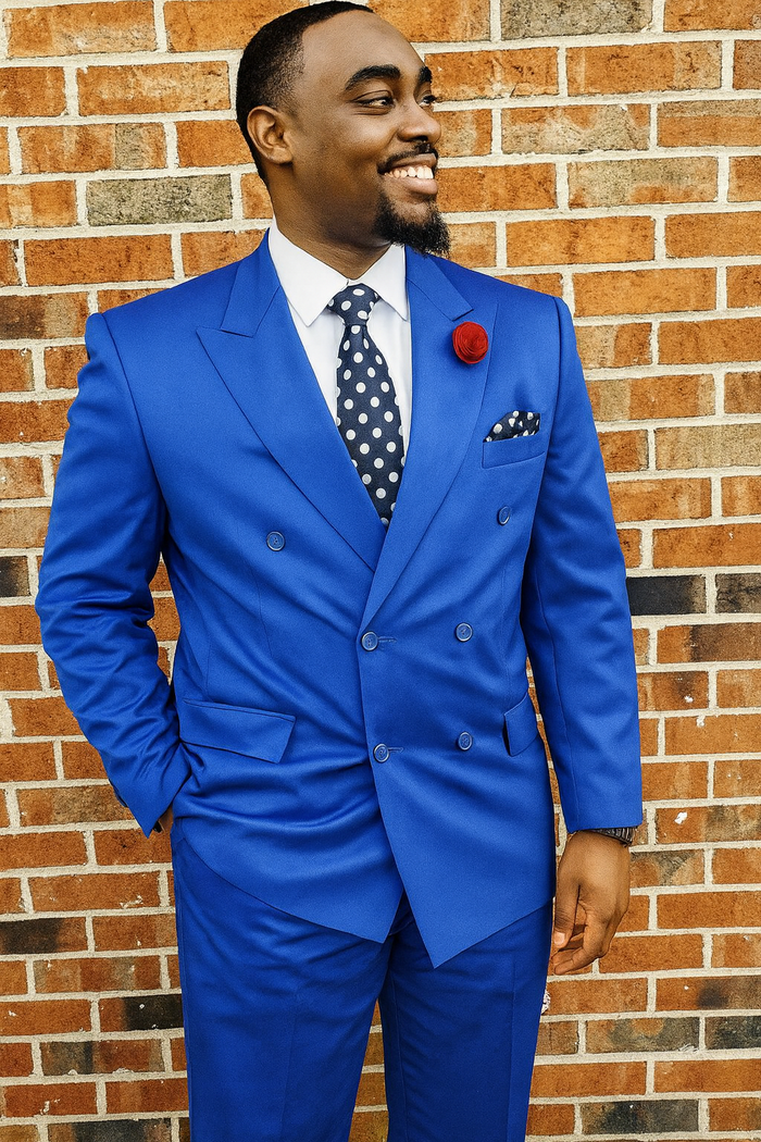 Men's Royal Blue Double Breasted Suits Dress Suits for Men Jacket & Pants