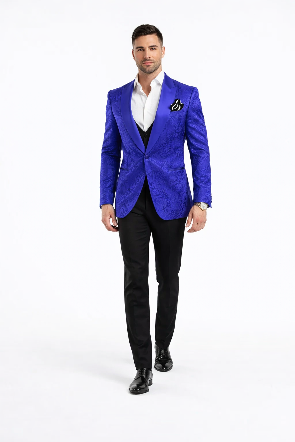 Mens Royal Blue Prom Tuxedo - Blue Prom Suit For Men - Blue Homecoming Tuxedo  - Royal Blue - 38 Short Jacket+32 Waist Adjustable 28to34)(Height: 5 4 to5 7 )(Neck  15-16.5)S-M)