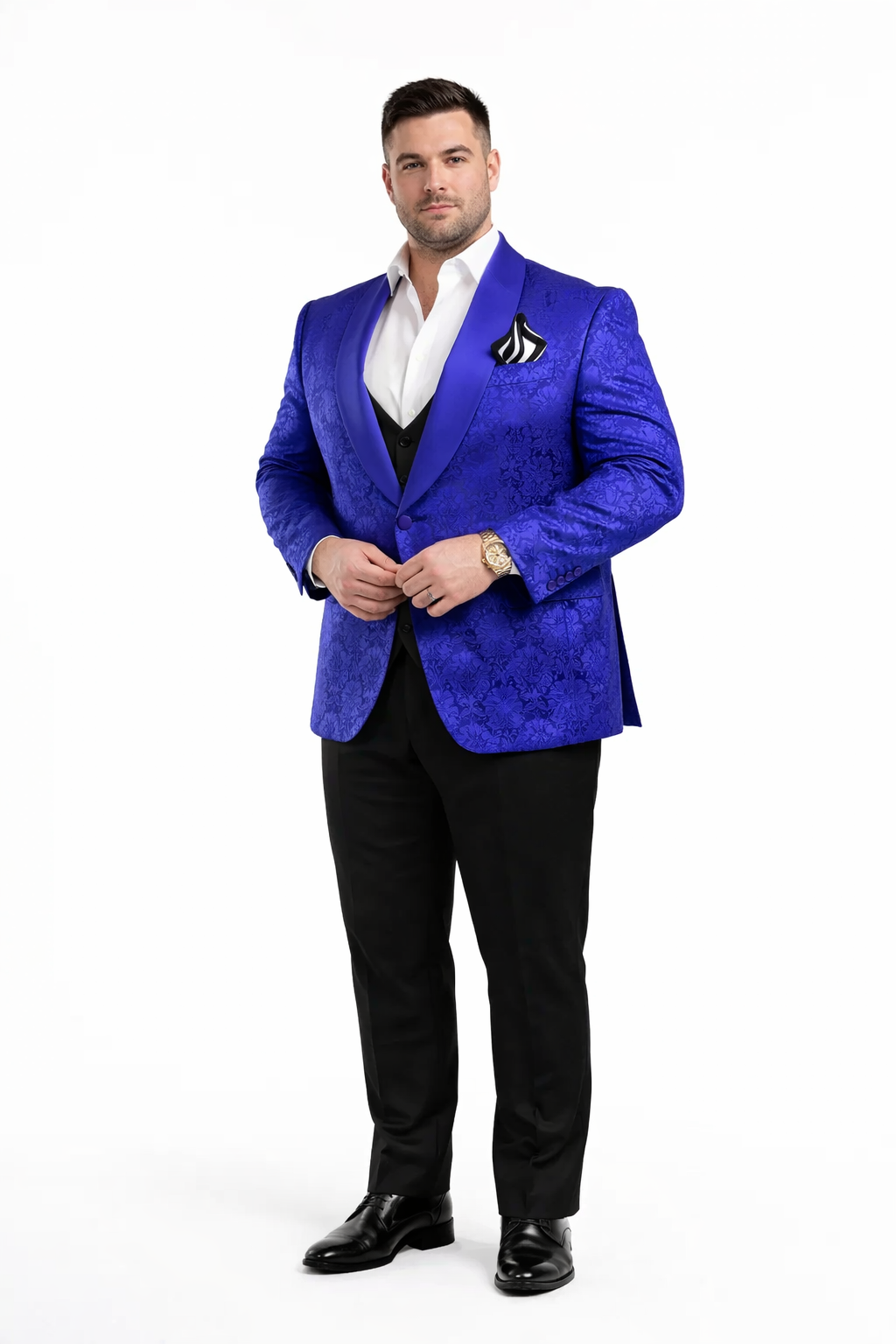 Mens Royal Blue Prom Tuxedo - Blue Prom Suit For Men - Blue Homecoming Tuxedo  - Royal Blue - 38 Short Jacket+32 Waist Adjustable 28to34)(Height: 5 4 to5 7 )(Neck  15-16.5)S-M)