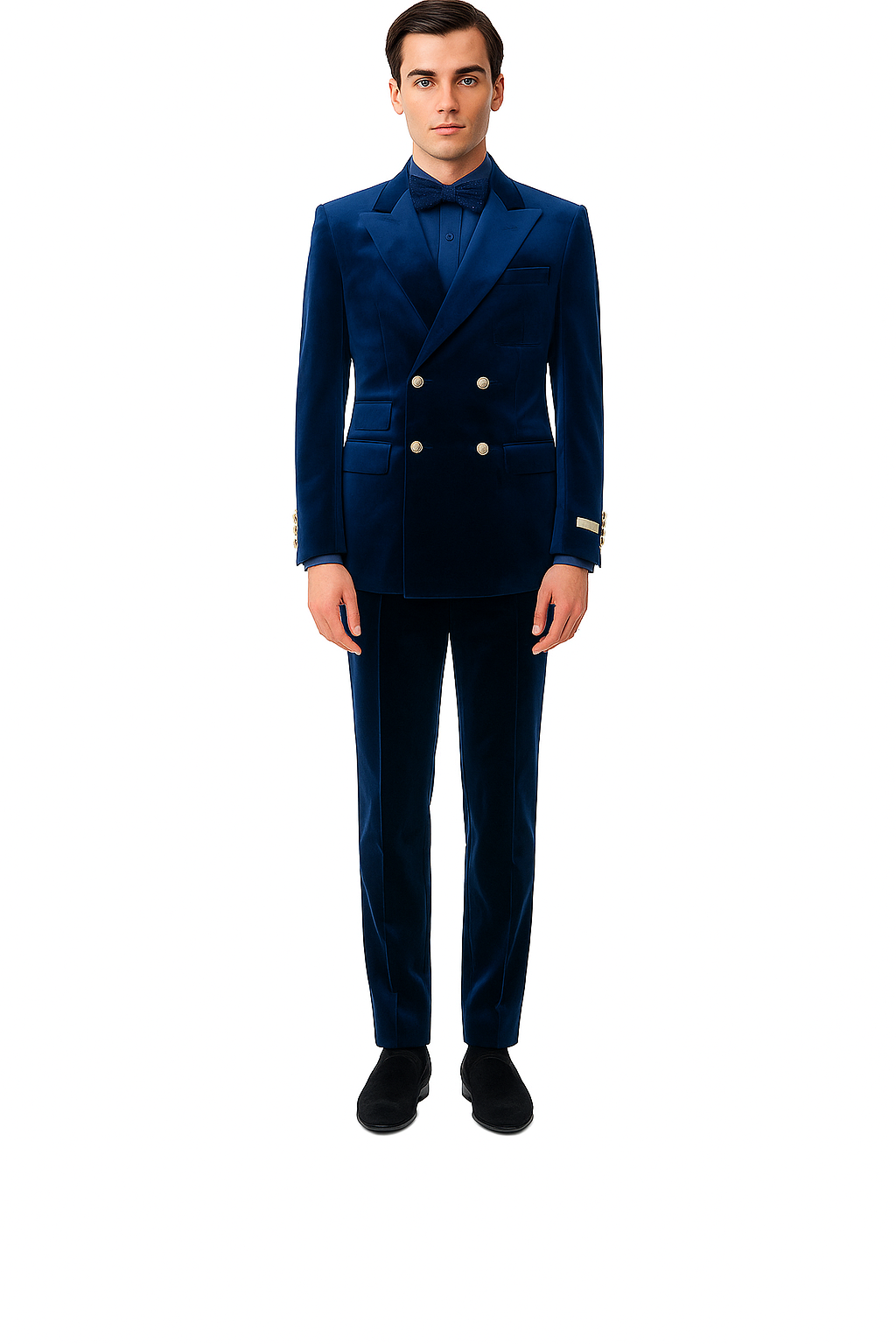 Velvet Suits - Double Breasted Suits - Slim Fit Suit Royal Blue - 38 Short Jacket+32 Waist Adjustable 28to34)(Height: 5 4 to5 7 )(Neck  15-16.5)S-M)