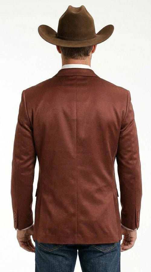 Mens Rust Light Brown Shiny Western Blazer – Cowboy Style Formal Sport Coat Jacket in Copper Color Slim Fitted