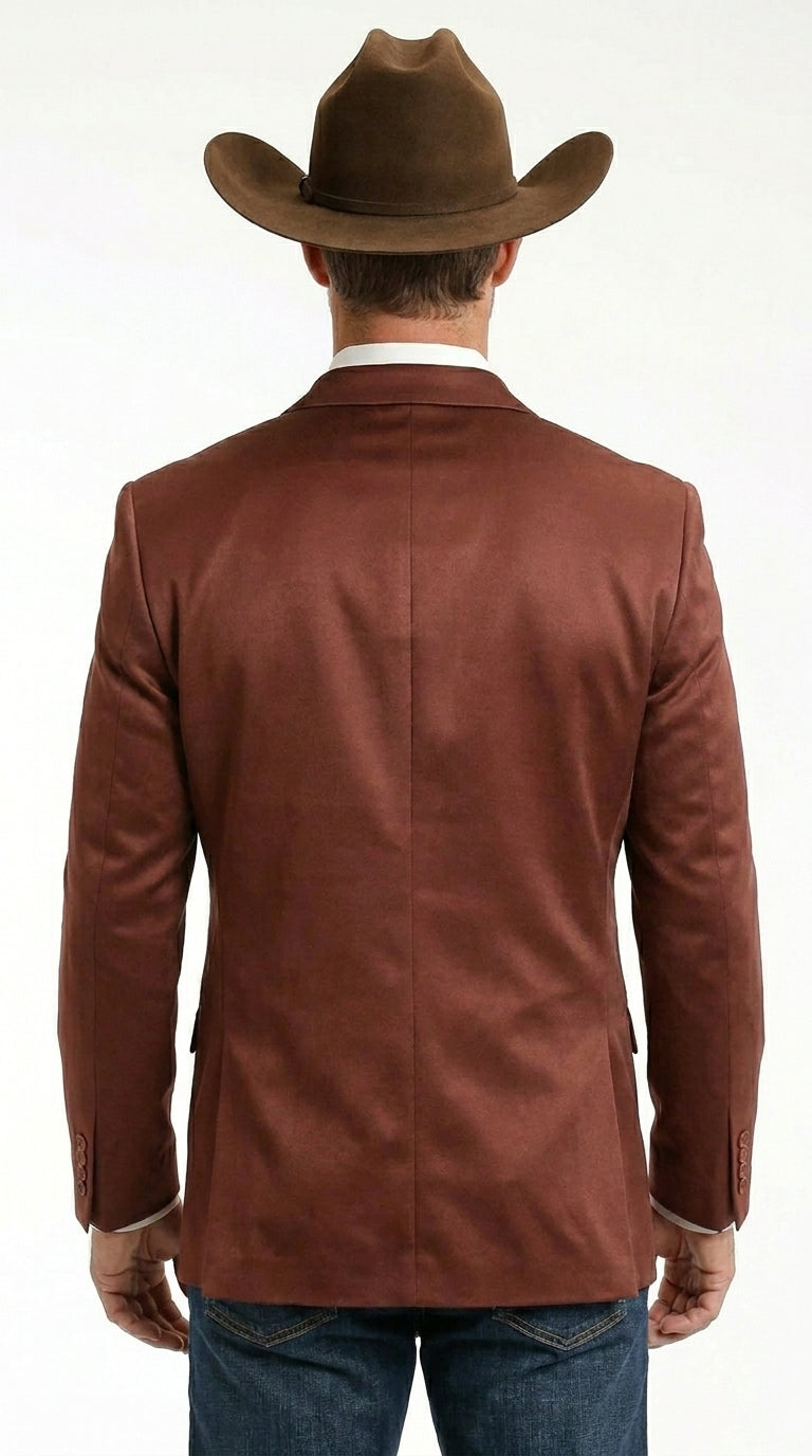 Mens Rust Light Brown Shiny Western Blazer – Cowboy Style Formal Sport Coat Jacket in Copper Color Slim Fitted - 34 Short