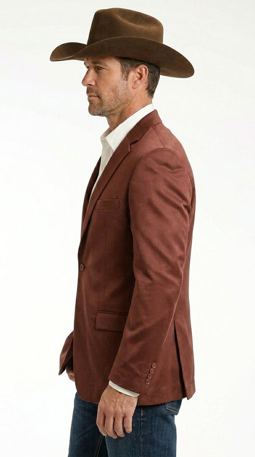 Mens Rust Light Brown Shiny Western Blazer – Cowboy Style Formal Sport Coat Jacket in Copper Color Slim Fitted