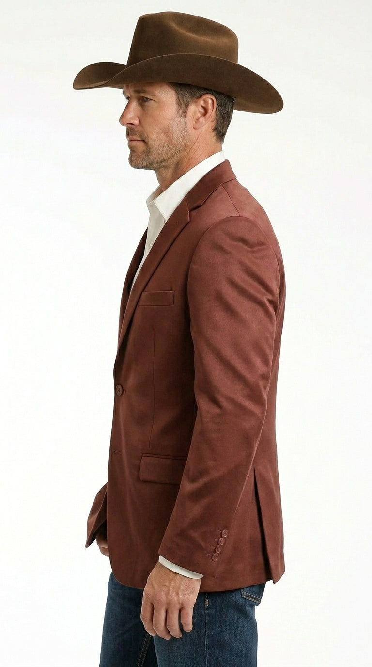 Mens Rust Light Brown Shiny Western Blazer – Cowboy Style Formal Sport Coat Jacket in Copper Color Slim Fitted - 34 Short