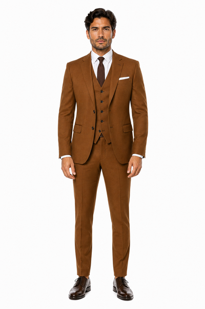 Mens Ryan Gosling La La Land Cognac Vested Suit