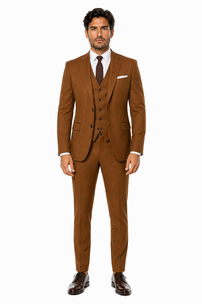 Mens Ryan Gosling La La Land Cognac Vested Suit