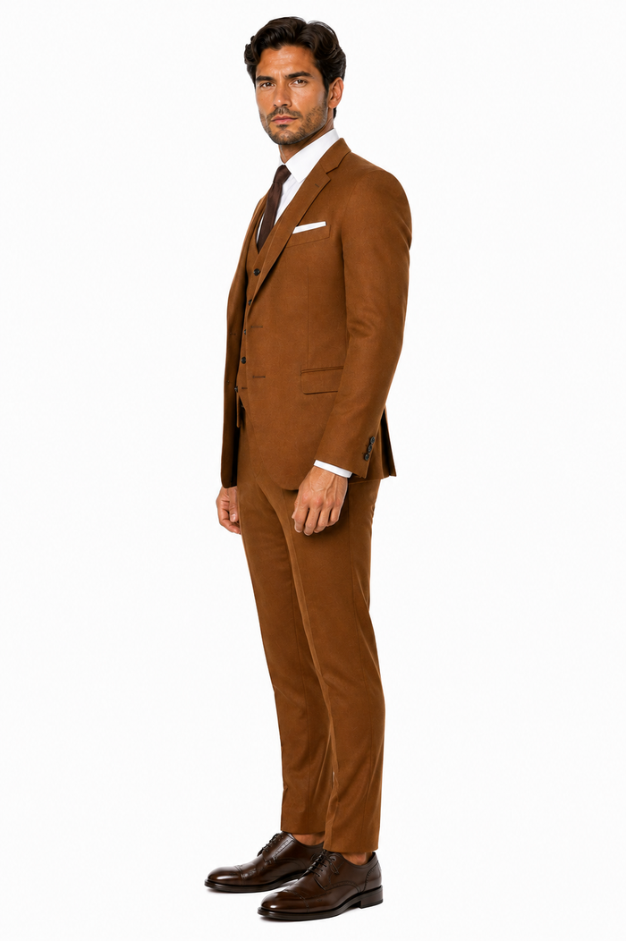 Mens Ryan Gosling La La Land Cognac Vested Suit