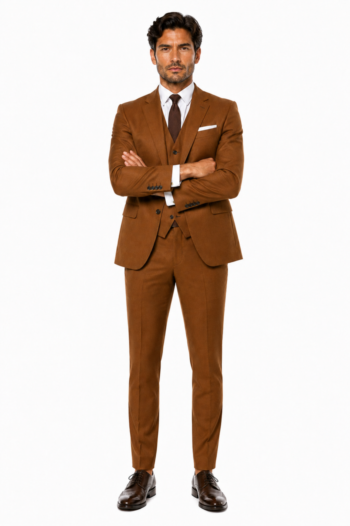 Mens Ryan Gosling La La Land Cognac Vested Suit