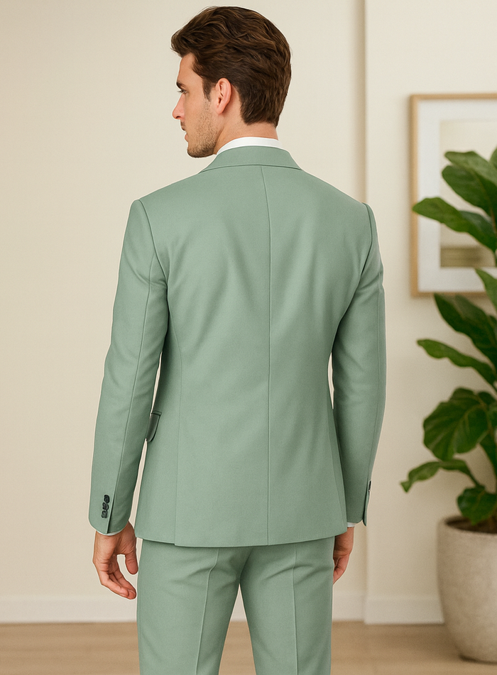 Mens Sage Green Double Breasted Suit - Mens Summer Color Light Weight Suit