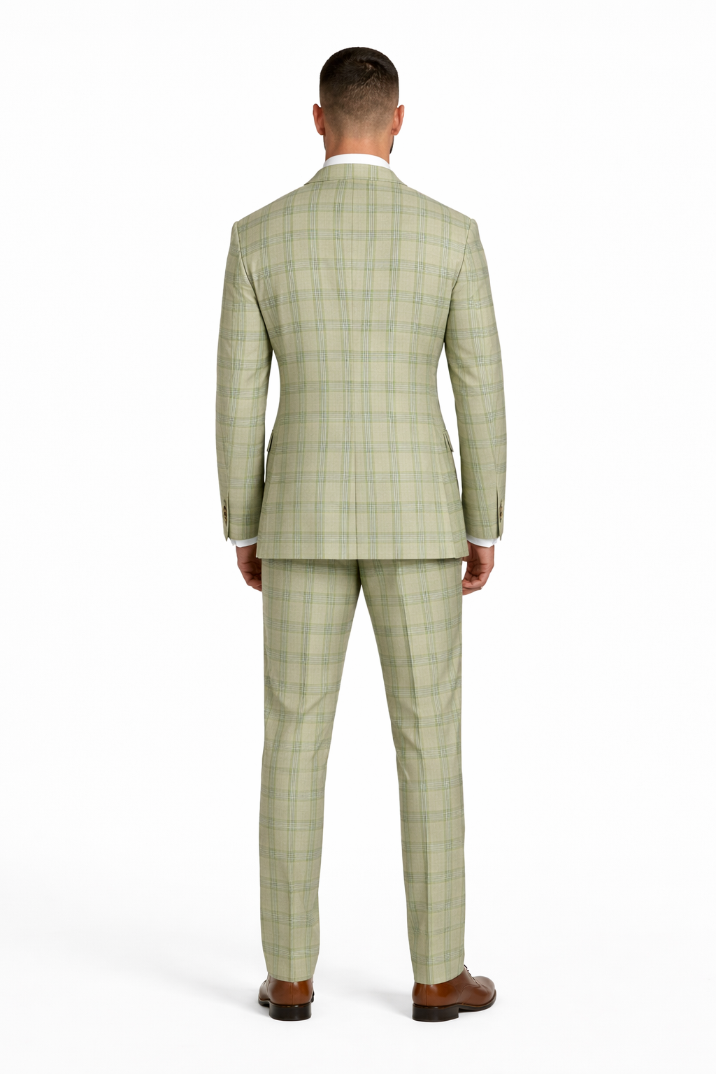 "Mens Stacy Adams Suit - Stacy Adams Men's Plaid Suit with Paisley Vest & Bow Tie - Sage Green" - Default Title