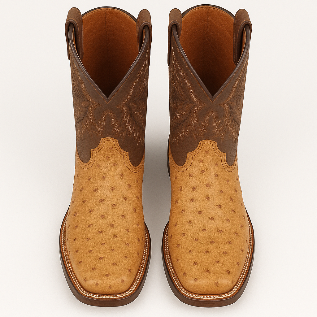 Dan Post Men's Alamosa Full Quill Ostrich Square Toe Boots - Sand - 7D