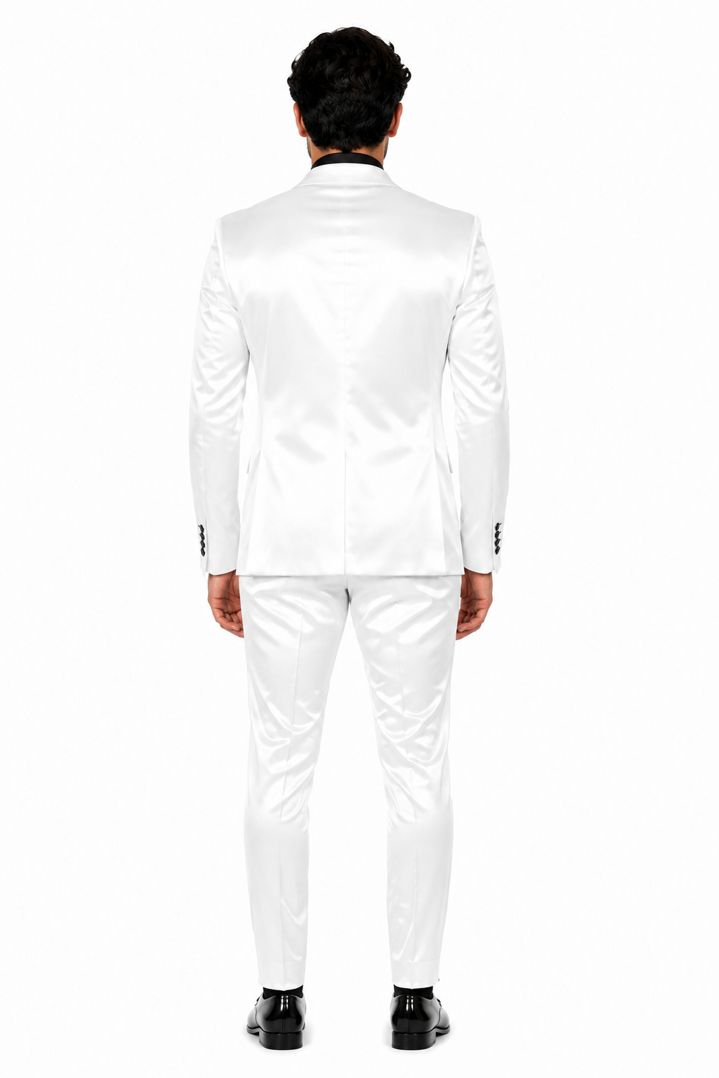 Mens Shiny Blazer - White Sateen Vested Suit