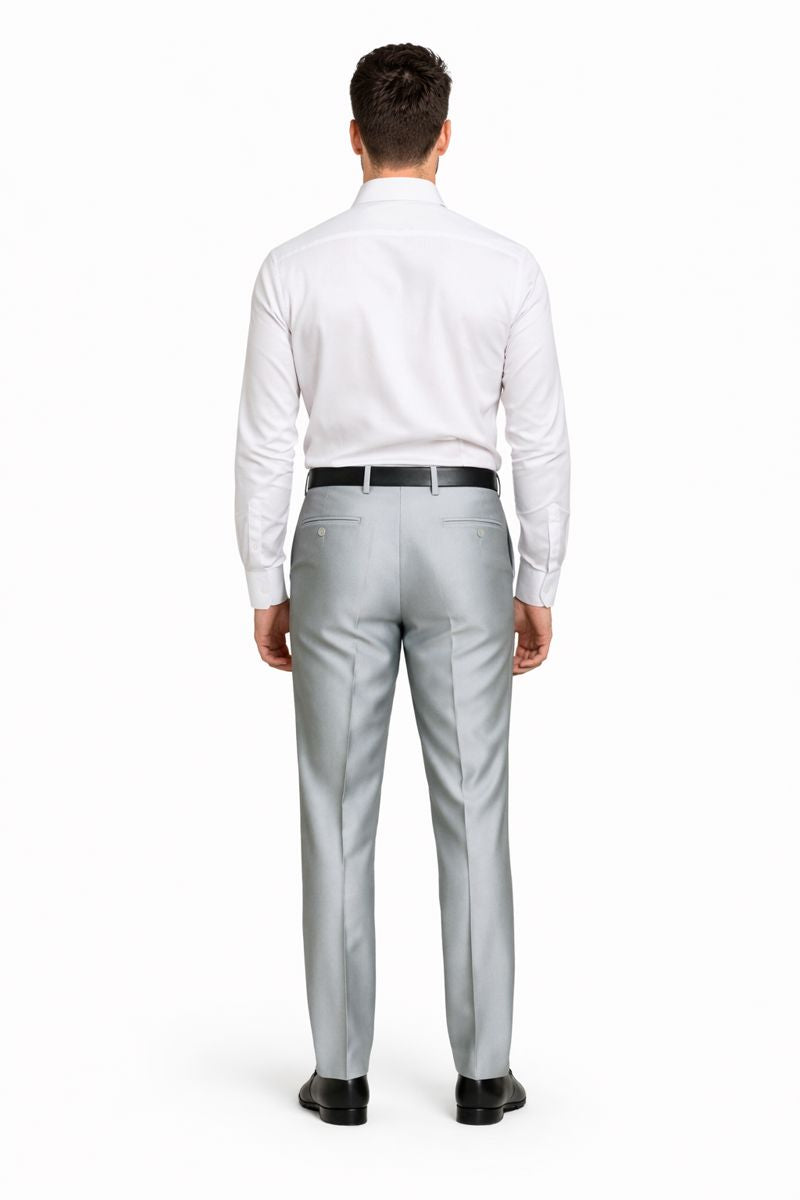 Men's Silver Grey ~ Gray Shiny Sharkskin Pant Slacks / Tuxedo Flashy Looking-New Designer Collection - dress size pants : 28 Unfinished bottom
