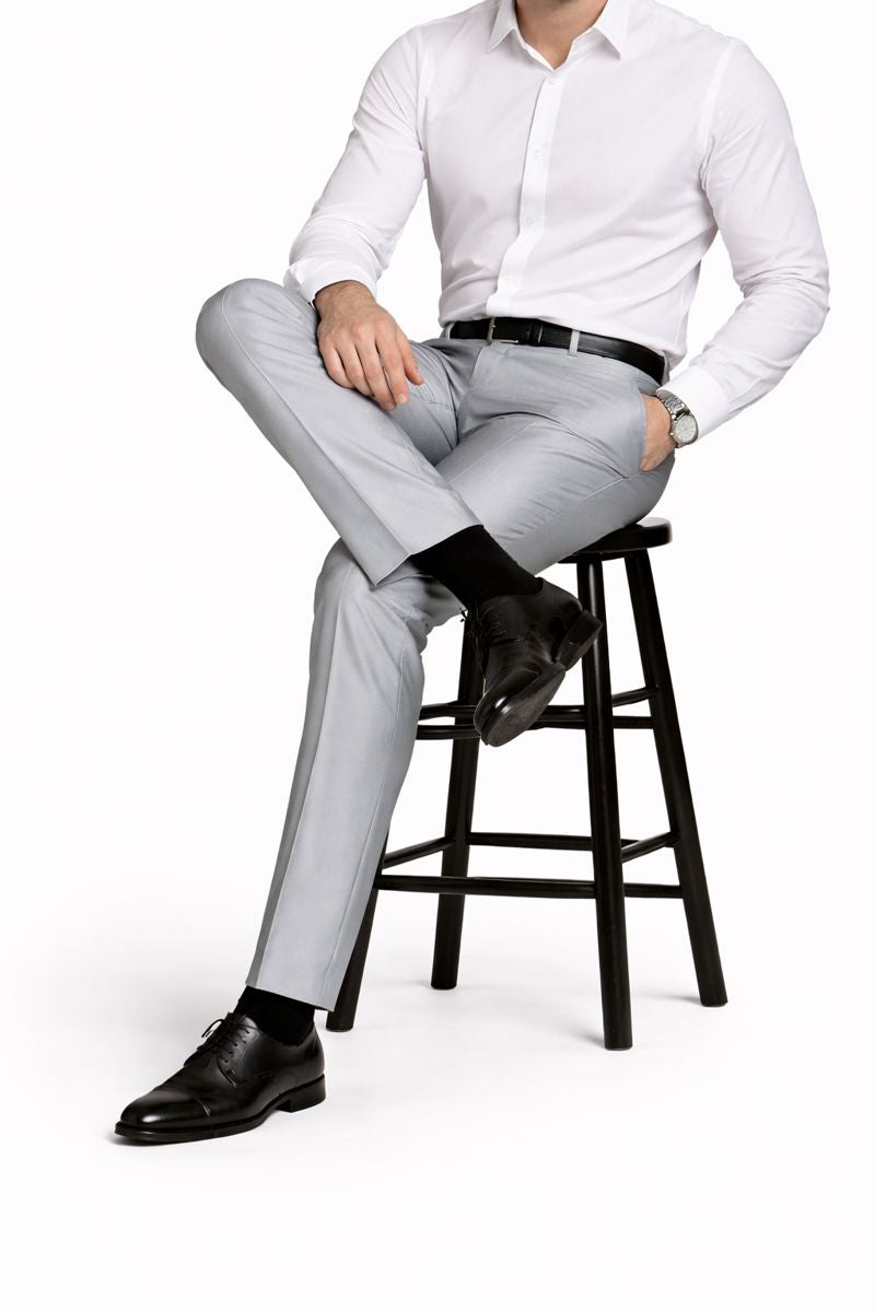 Men's Silver Grey ~ Gray Shiny Sharkskin Pant Slacks / Tuxedo Flashy Looking-New Designer Collection - dress size pants : 28 Unfinished bottom